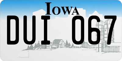 IA license plate DUI067