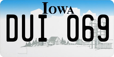 IA license plate DUI069