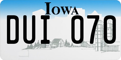 IA license plate DUI070