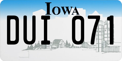IA license plate DUI071