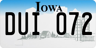 IA license plate DUI072