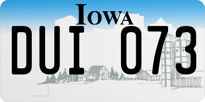 IA license plate DUI073