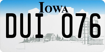 IA license plate DUI076