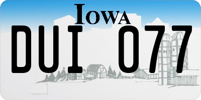 IA license plate DUI077