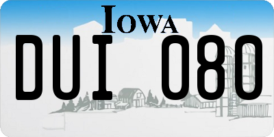 IA license plate DUI080