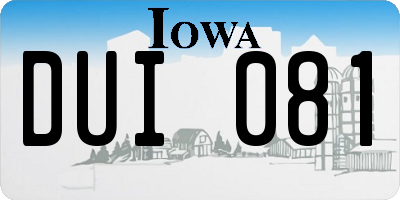 IA license plate DUI081