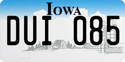 IA license plate DUI085