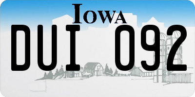 IA license plate DUI092