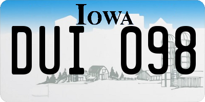 IA license plate DUI098