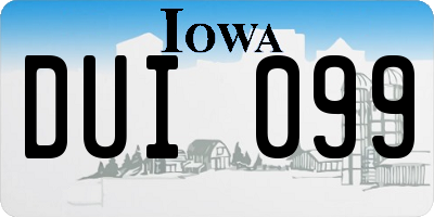 IA license plate DUI099