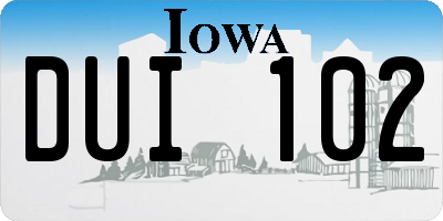 IA license plate DUI102