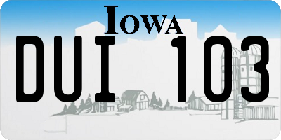 IA license plate DUI103