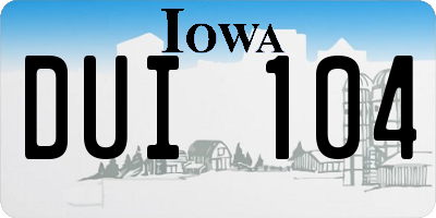 IA license plate DUI104
