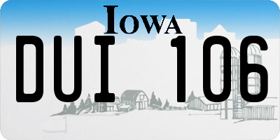 IA license plate DUI106