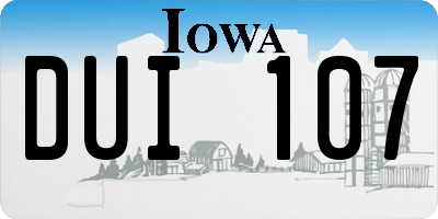 IA license plate DUI107
