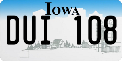 IA license plate DUI108