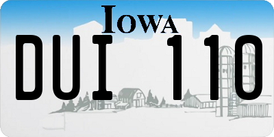 IA license plate DUI110