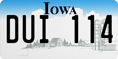 IA license plate DUI114
