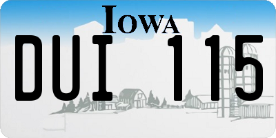 IA license plate DUI115