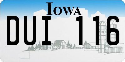 IA license plate DUI116