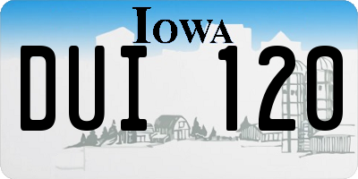 IA license plate DUI120