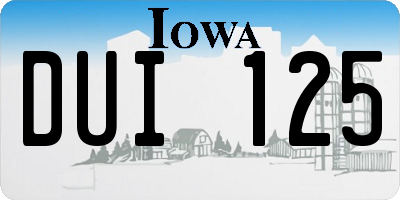 IA license plate DUI125