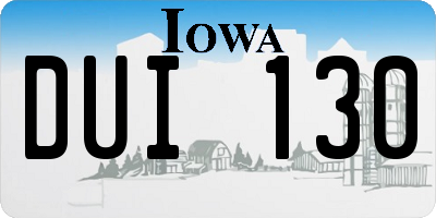 IA license plate DUI130