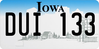 IA license plate DUI133