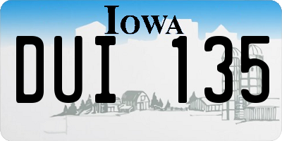 IA license plate DUI135