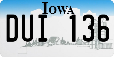 IA license plate DUI136