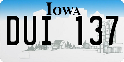IA license plate DUI137