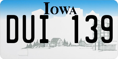 IA license plate DUI139