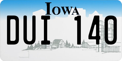 IA license plate DUI140
