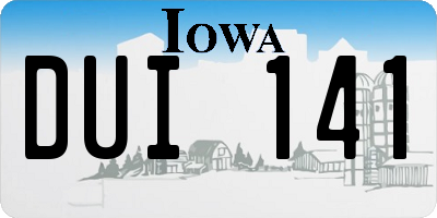 IA license plate DUI141