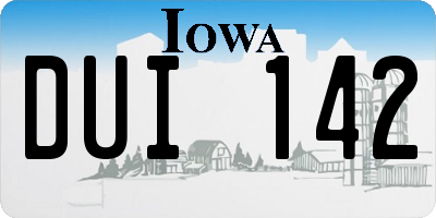 IA license plate DUI142