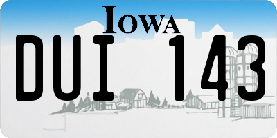 IA license plate DUI143