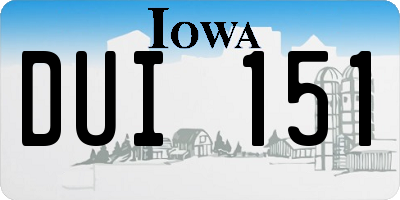 IA license plate DUI151