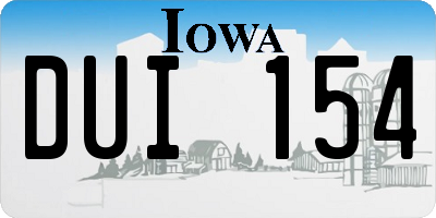 IA license plate DUI154