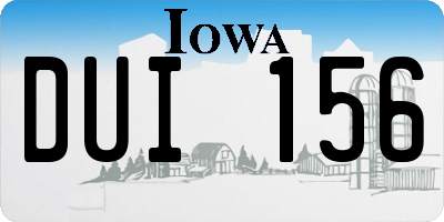 IA license plate DUI156
