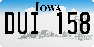 IA license plate DUI158