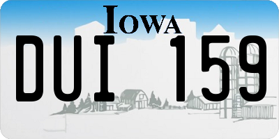 IA license plate DUI159