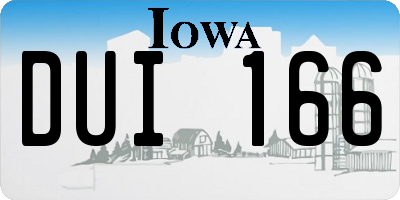 IA license plate DUI166