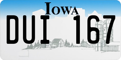 IA license plate DUI167
