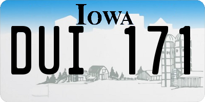 IA license plate DUI171