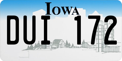 IA license plate DUI172