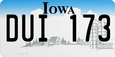 IA license plate DUI173