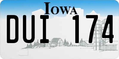 IA license plate DUI174