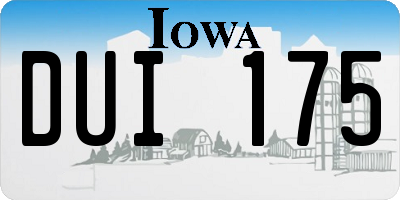 IA license plate DUI175