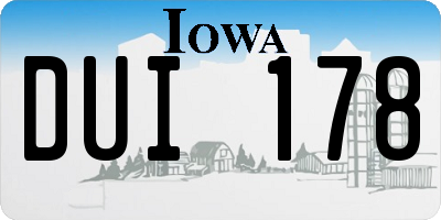 IA license plate DUI178
