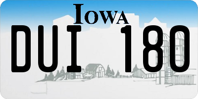 IA license plate DUI180